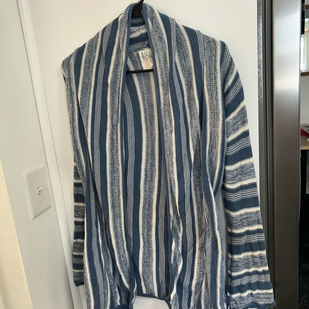 Billabong Navy and White Striped Cardigan